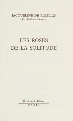 Les roses de la solitude