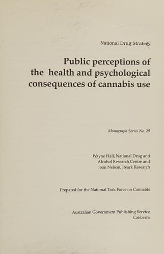 Public perceptions of the health and psychological consequences of cannabis use