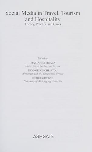 Social media in travel, tourism and hospitality