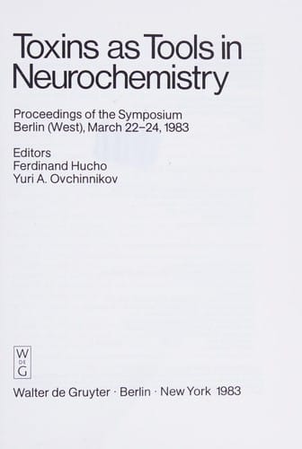 Toxins as tools in neurochemistry