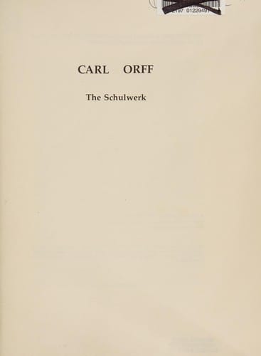 Carl Orff/documentation, his life and works