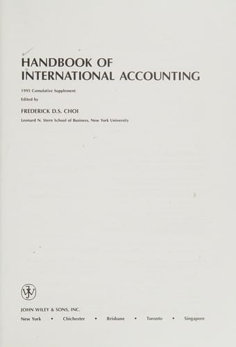 Handbook of International Accounting 1995 Cumulative Supplement (International Accounting and Finance Handbook Supplement)