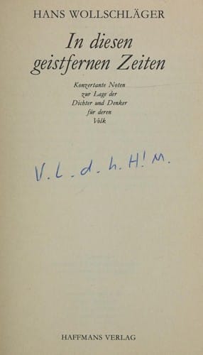 In diesen geistfernen Zeiten