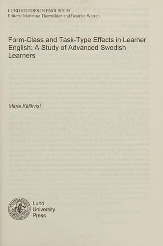 Form-class and task-type effects in learner English