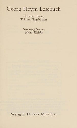 Georg Heym Lesebuch