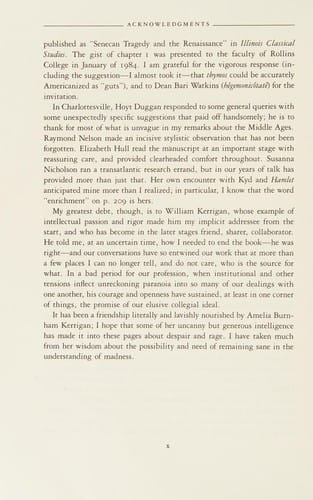 Renaissance tragedy and the Senecan tradition