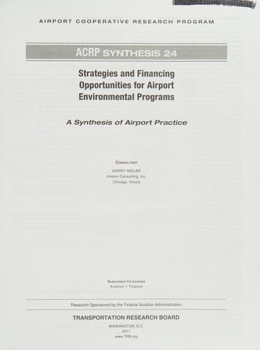 Strategies and financing opportunities for airport environmental programs