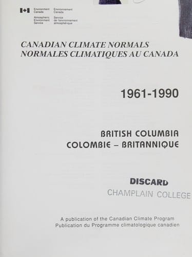 Canadian climate normals, 1961-1990 =
