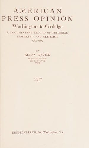 American Press Opinion, Washington to Coolidge