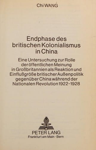 Endphase des britischen Kolonialismus in China