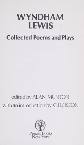 Wyndham Lewis, collected poems and plays