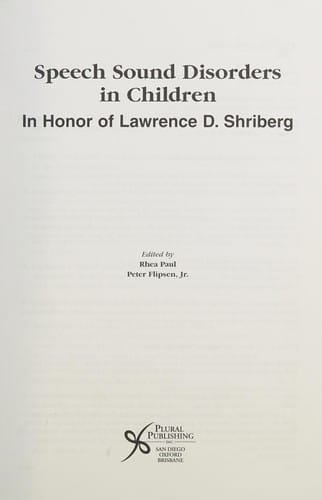 Speech sound disorders in children