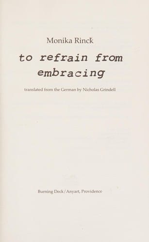 zum fernbleiben der umarmung