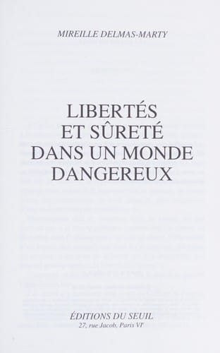 Libertés et sûreté dans un monde dangereux