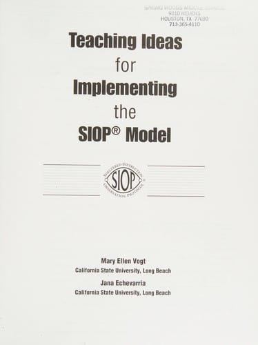 Teaching Ideas for Implementing the SIOP Model