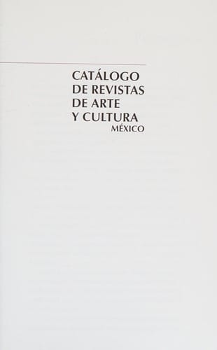 Catálogo de revistas de arte y cultura, México