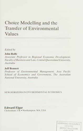 Choice modelling and the transfer of environmental values