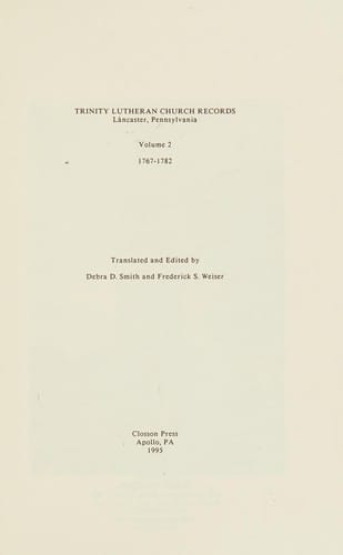 Trinity Lutheran Church records, Lancaster, Pennsylvania