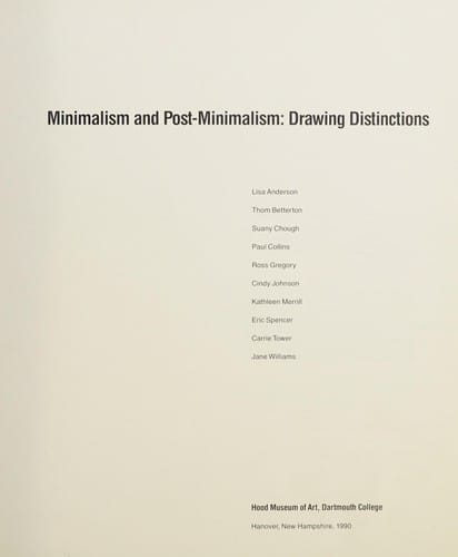 Minimalism and post-minimalism