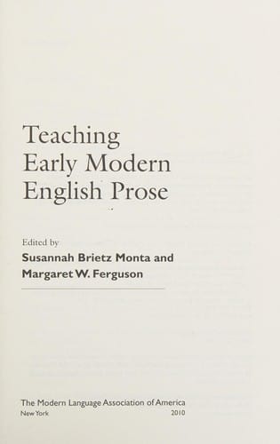 Teaching early modern English prose
