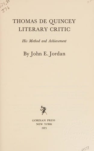 Thomas De Quincey, literary critic