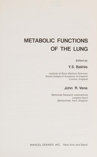Metabolic functions of the lung