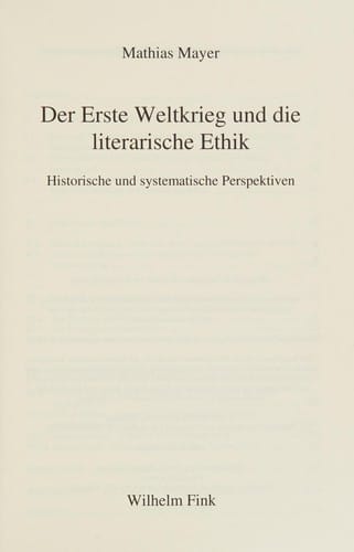 Der Erste Weltkrieg und die literarische Ethik