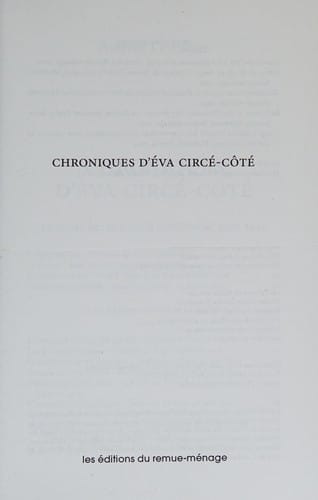 Chroniques d'Éva Circé-Côté