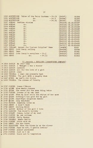 A catalogue of vocal recordings from the English catalogues of the Gramophone Company, 1898-1899; the Gramophone Company Limited, 1899-1900; the Gramophone & Typewriter Company Limited, 1901-1907; and the Gramophone Company Limited, 1907-1925