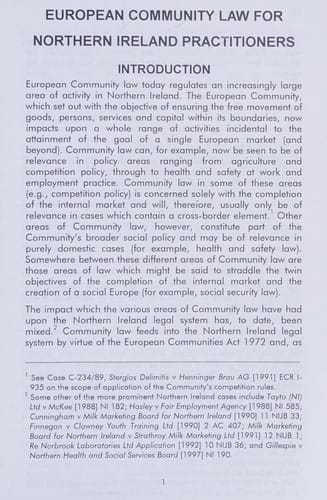 EC Law for Northern Ireland Practitioners