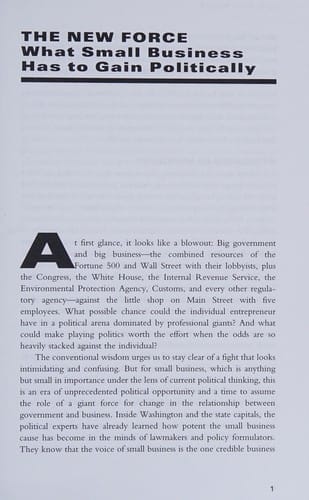 Small business, big politics