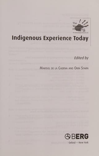 Indigenous experience today