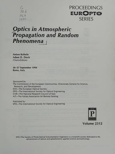 Optics in atmospheric propagation and random phenomena