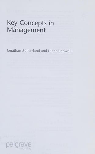 KEY CONCEPTS IN MANAGEMENT