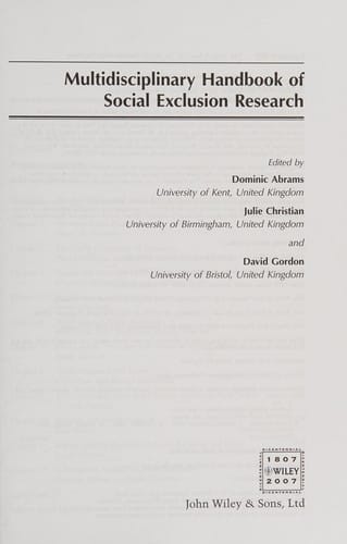 Multi-professional handbook of social exclusion