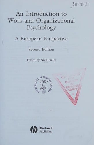 An introduction to work and organizational psychology