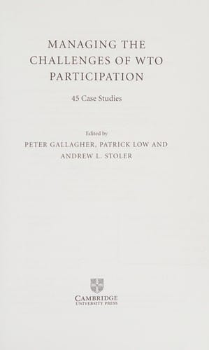 Managing the challenges of WTO participation