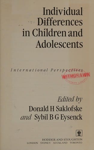 Individual differences in children and adolescents