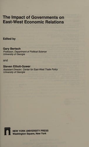 The Impact of governments on East-West economic relations