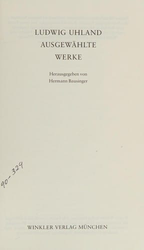 Ludwig Uhland Ausgewahlte Werke