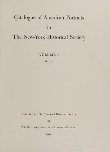 Catalogue of American portraits in the New York Historical Society