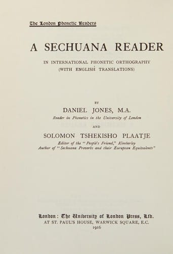The Tones of Sechuana Nouns & a Sechuana Reader