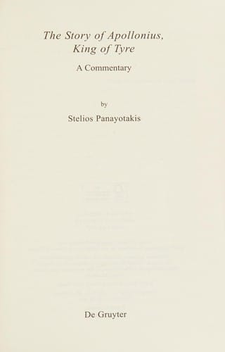 The story of Apollonius, king of Tyre