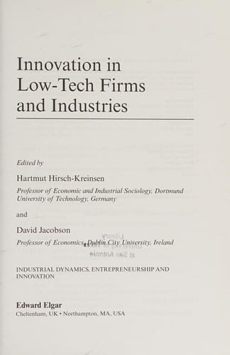 Innovation in low-tech firms and industries