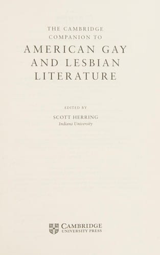 The Cambridge companion to American gay and lesbian literature