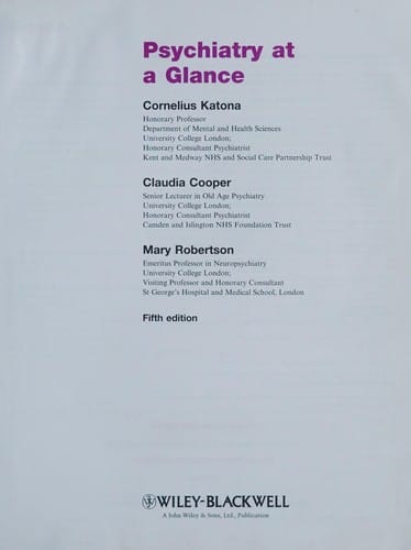 Psychiatry at a glance