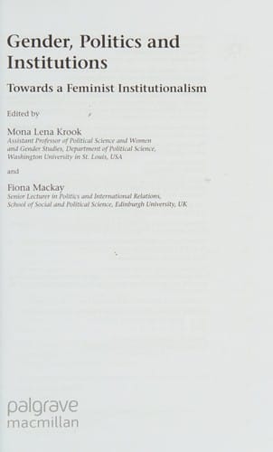 Gender, politics and institutions