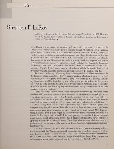 Stephen A. Ross, mentor