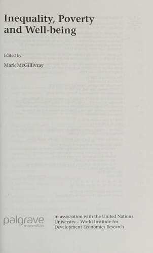 Inequality, poverty and well-being