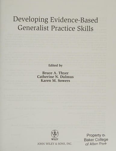 Developing Evidence-Based Generalist Practice Skills